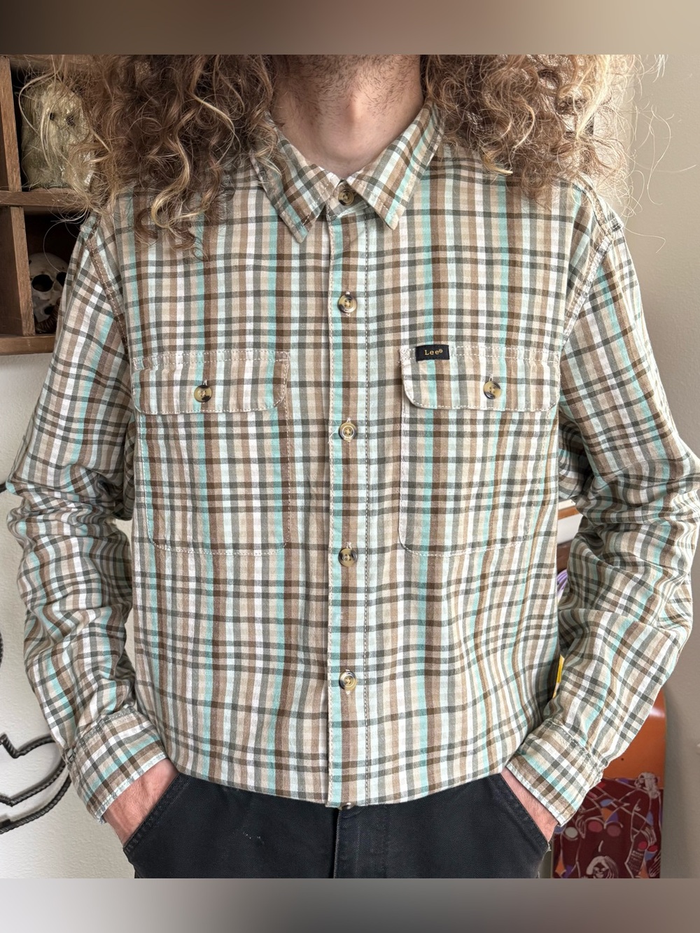 Vintage 90s 2000s Lee Plaid L/S Button Down Shirt ~ Size XL
